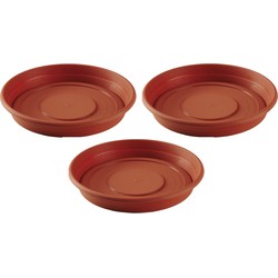 Set van 3x stuks bloempot/plantenpot onderschaal terra cotta kunststof diameter 26 cm - Plantenpotten