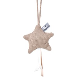 Baby's Only Gebreide decoratie hanger ster Cable - Decoratieve accessoires - Khaki - Met ophanglusje
