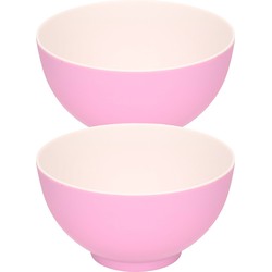 8x stuks onbreekbare kunststof/melamine roze dessert schaaltje Dia 14 x H 7.5 cm voor outdoor/camp - Serveerschalen