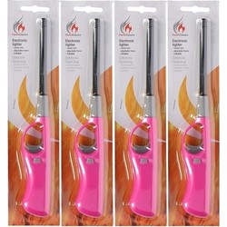 4x BBQ aansteker navulbaar roze 26 cm - Aansteker bbq