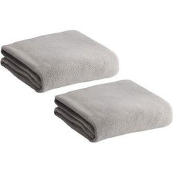Fleece deken/plaid - 2x - lichtgrijs - 120 x 150 cm - Polyester fleece - Plaids