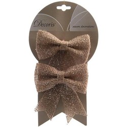 Kerstboom Strik Glitter 2 stuks - Naturel - Decoris