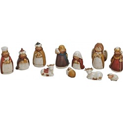 Kerststal beelden - 11x stuks - porselein - 3 tot 11 cm - kerstbeelden - Kerststallen