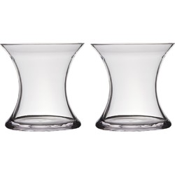 Set van 2x stuks transparante stijlvolle x-vormige vaas/vazen van glas 19 x 19 cm - Vazen