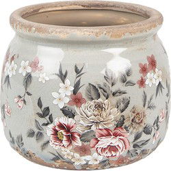 Clayre & Eef Bloempot Grijs Keramiek Bloemen