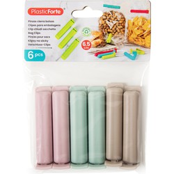 Plasticforte 6x afsluitclips / vershoudclips - 6 cm - keuken/voedsel zakjes afsluiten - Vershoudknijpers