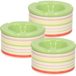 10x Gekleurde asbakken met groene deksel voor binnen en buiten 12 cm - Asbakken
