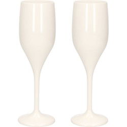 Set van 2x stuks champagneglazen/prosecco flutes wit 150 ml van onbreekbaar kunststof - Champagneglazen