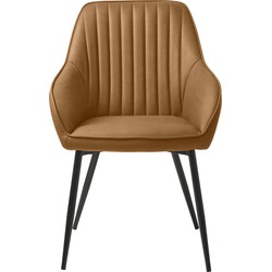 Eetkamerstoel Bruin PU Leer  - Nolan Stripe - Set van 2