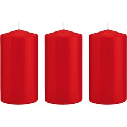 3x Kaarsen rood 8 x 15 cm 69 branduren sfeerkaarsen - Stompkaarsen