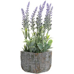 Items Lavendel bloemen kunstplant in bloempot - paarse bloemen - 9 x 26 cm - bloemstukje - Kunstplanten