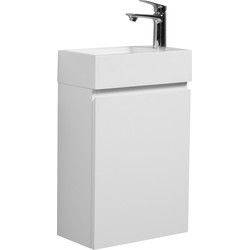 Badplaats Toiletmeubel Angela 40 x 22 cm - Mat Wit - Fonteinmeubel met Wastafel
