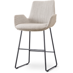 Nino-Eef barkruk beige gemêleerd - zwart onderstel - 65 cm