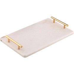 Marble Tray - Serveer Dienblad - Wit Marmer - Goud - L30 x B20 cm x H4,5 CM