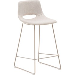 Kave Home - Zahara beige kruk met staal in een beige afwerking, hoogte 65 cm