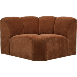 WOOOD Mojo Bank Hoekelement - Ribstof - Roest Bruin - 75x68x77