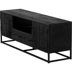 Giga Meubel Tv-meubel Zwart Mangohout - 130x40x55cm - Pure Black