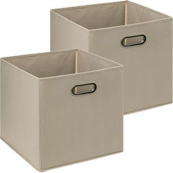 5Five Opbergmand/kastmandje - 2x - Taupe - 31 x 31 x 31 cm - 29L - Opbergmanden