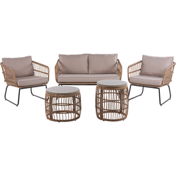 RAVELLO - Loungeset voor 4 - Natuurlijk - PE rotan