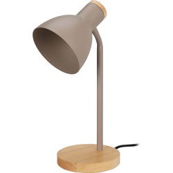 Home & Styling Tafellamp/bureaulampje -hout/metaal - beige -H36 cm - Bureaulampen