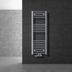 Badkamer radiator middenaansluiting 400x1200 mm chroom recht met wandaansluitset LuxeBath