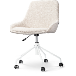 Nout-Isa bureaustoel bouclé beige - wit onderstel