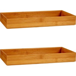 2x Stuks Kast/lade/make-up organizers bamboe hout bakje 38 x 15 x 5 cm - Make-up dozen