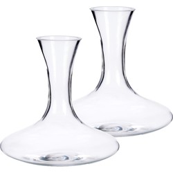 Set van 2x stuks glazen wijn karaffen / decanteer kannen 1,4 liter 21 x 21 cm - Decanteerkaraf