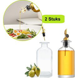 XIVADA Olijfolie Fles - Met schenktuit - Glas - 500 ML -  Set van 2