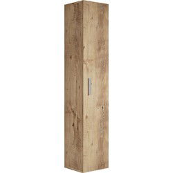 Badplaats Badkamerkast Pluto 30 x 30 x 150 cm - Kastanje Eiken -Hangende Badkamerkasten Hoog met 1 Deur