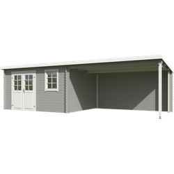 Blokhut met overkapping Aida 760x275 Platinum Grey-Wit