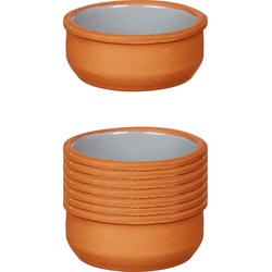 Set 12x tapas/creme brulee serveer schaaltjes terracotta/grijs 8x4 cm - Snack en tapasschalen