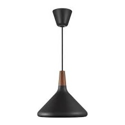 verfijnde hanglamp in exclusief FSC-gecertificeerd geolied notenhouten top - zwart
