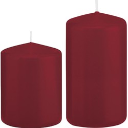 Stompkaarsen set van 2x stuks bordeaux rood 8 en 12 cm - Stompkaarsen