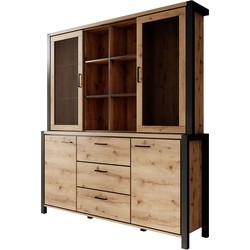 Meubella Buffetkast Acapulco - Eiken - Zwart - 180 cm