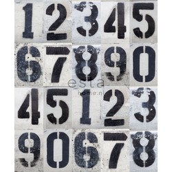 ESTAhome fotobehang street map numbers zwart en wit - 250 x 279 cm - 157710