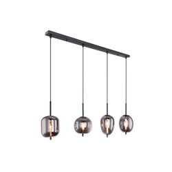 Rookkleurige 4-lichts hanglamp | Glas | Hanglamp | Rook kleur | Woonkamer | Eetkamer
