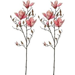 2x Magnolia beverboom kunstbloemen takken 90 cm decoratie - Kunstplanten