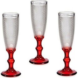 Vivalto - Champagneglazen Monaco serie - 6x - rode voet 180 ml - Champagneglazen