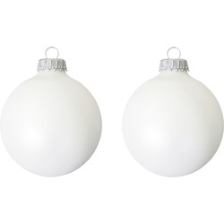 16x Witte matte kerstballen van glas 7 cm - Kerstbal