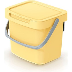 Keden GFT aanrecht afvalbak - geel - 3L - afsluitbaar - 19 x 17 x 15 cm - klepje/hengsel - Prullenbakken