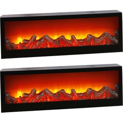 Set van 2x stuks sfeer openhaarden met LED haardvuur 60 x 10 x 20 cm - Lantaarns