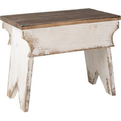 Clayre & Eef Plantentafeltje Wit Bruin Hout