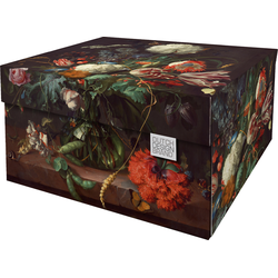 Dutch Design Brand Opbergdoos met Deksel - Doos in Karton - Geschenkdoos - 39x31x21cm - Flowers - 1 Stuk