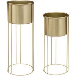 Atmosphera Plantenpotten - 2x - standaard - goud - 41 en 58 cm - Plantenpotten