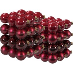 72x stuks glazen kerstballen rood/donkerrood 4 en 6 cm mat/glans - Kerstbal