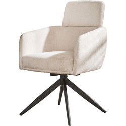 Eetkamerstoel Met Hoofdsteun - Stof/Textiel Wit - 58x66x92cm - Set van 2