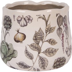 Clayre & Eef Bloempot Ø 14x12 cm Beige Keramiek Groenten