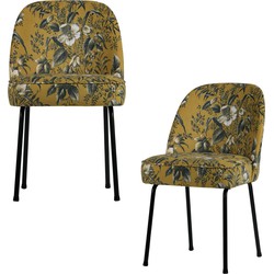 BePureHome Vogue Eetkamerstoelen - Fluweel - Poppy Mosterd - Set van 2