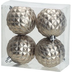 4x Luxe zilveren kunststof kerstballen 8 cm kerstboomversiering - Kerstbal